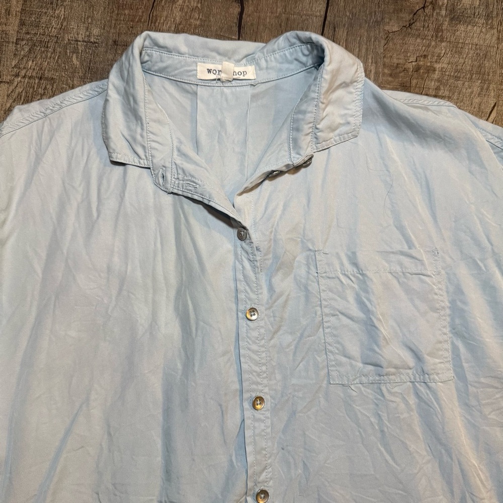 Workshop cutoff shoulders button up Shirt women’s